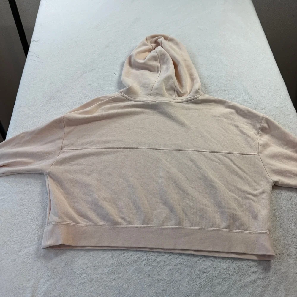 Nike Hoodie Womens L Pink Good Metallic Gold Silver Foil Logo Cropped Pullover - Picture 8 of 11